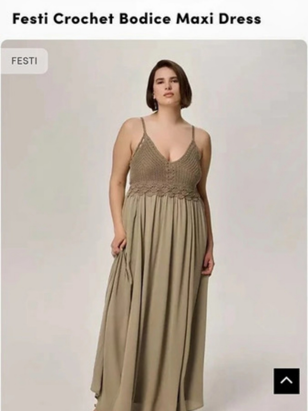 Festi Crochet Bodice Maxi Dress in Olive NWT